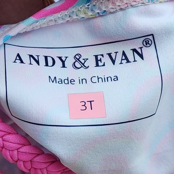 Andy & Evan Toddler Girls Rainbow Ruffle One Piece Bathing Suit - 3T - Picture 2 of 8